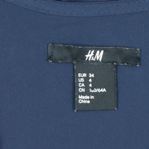 H&M Women’s Blue Tapered V-Neck Short Sleeve Jumpsuit Size 6