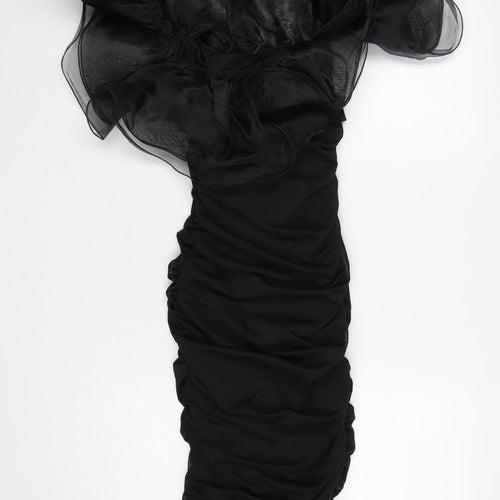 ASOS Women Black Size 6 Off-Shoulder Ruffle Bodycon Dress