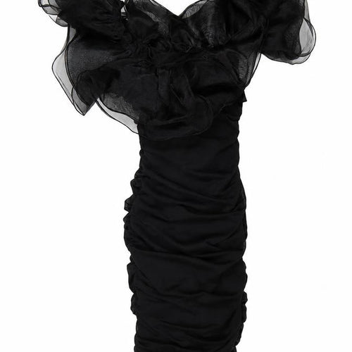 ASOS Women Black Size 6 Off-Shoulder Ruffle Bodycon Dress