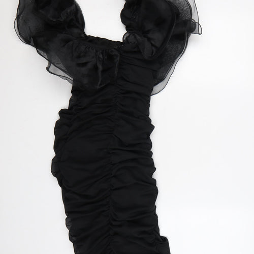 ASOS Women Black Size 6 Off-Shoulder Ruffle Bodycon Dress