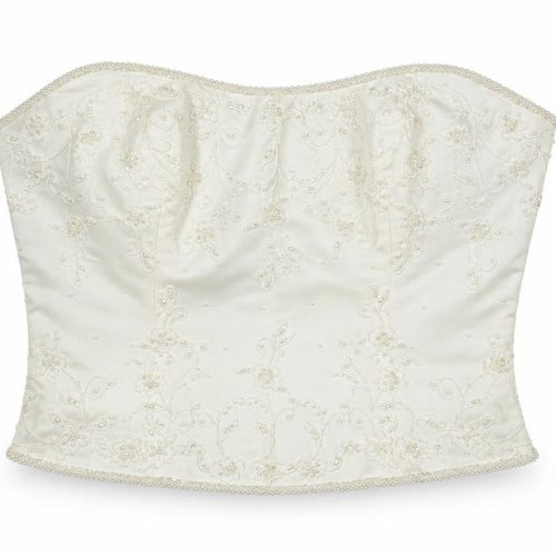 High Society Women’s Ivory Beaded Strapless Satin Blouse Size 14