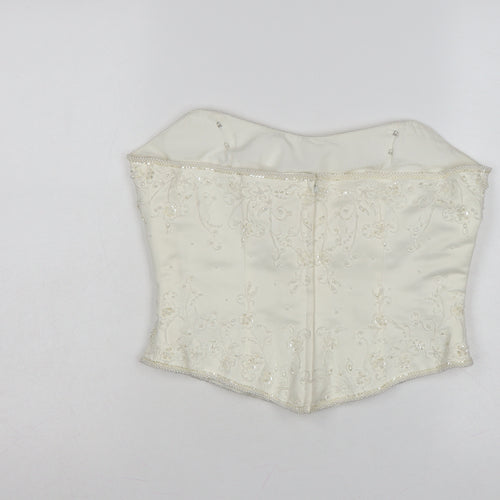High Society Women’s Ivory Beaded Strapless Satin Blouse Size 14