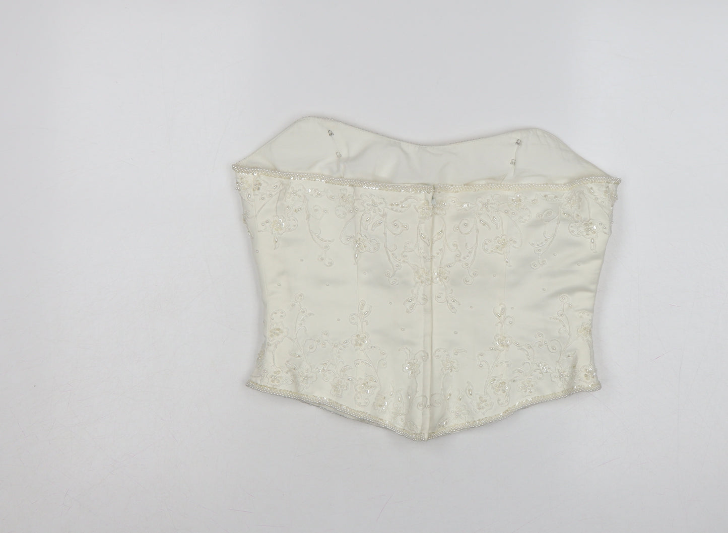 High Society Women’s Ivory Beaded Strapless Satin Blouse Size 14