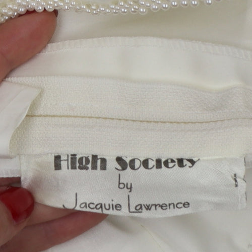High Society Women’s Ivory Beaded Strapless Satin Blouse Size 14