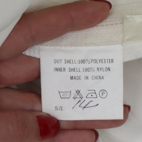 High Society Women’s Ivory Beaded Strapless Satin Blouse Size 14