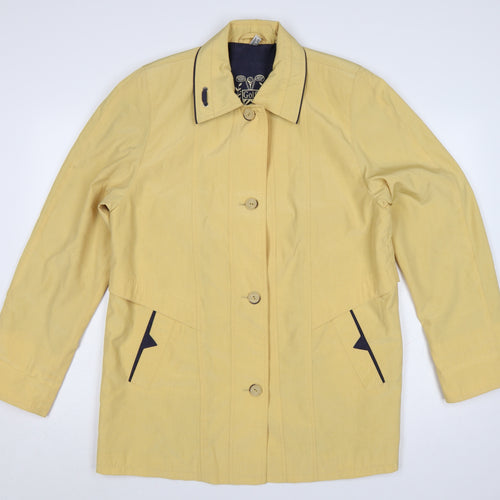 Golfino Women’s Yellow Cotton Rain Coat Size 8 Collared Mid-Length
