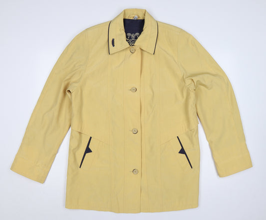 Golfino Women’s Yellow Cotton Rain Coat Size 8 Collared Mid-Length