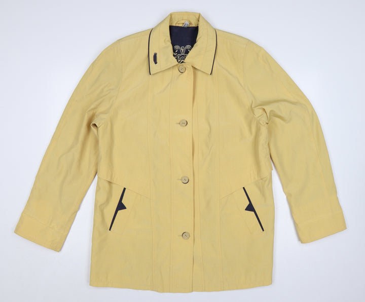 Golfino Women’s Yellow Cotton Rain Coat Size 8 Collared Mid-Length