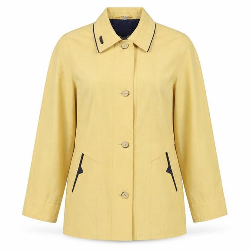 Golfino Women’s Yellow Cotton Rain Coat Size 8 Collared Mid-Length