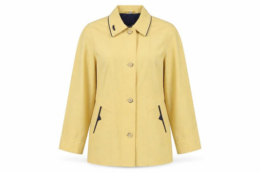 Golfino Women’s Yellow Cotton Rain Coat Size 8 Collared Mid-Length