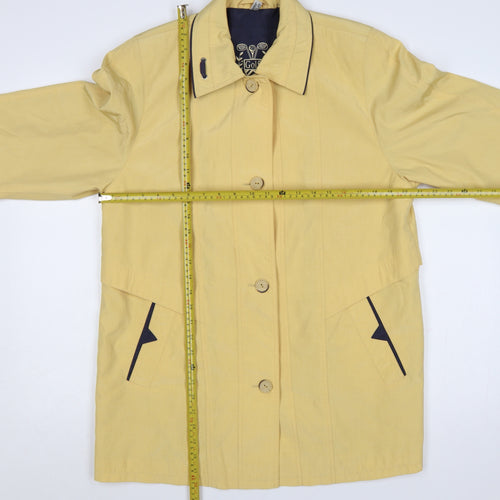 Golfino Women’s Yellow Cotton Rain Coat Size 8 Collared Mid-Length
