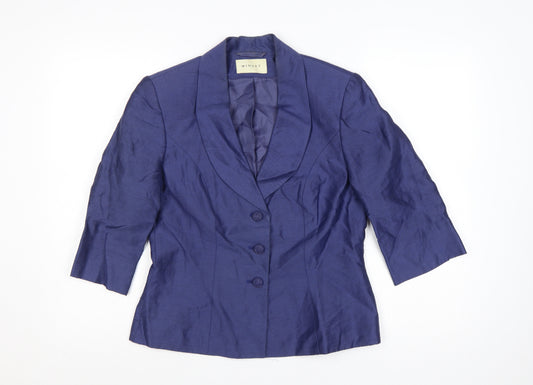 Minuet Women’s Blue Linen Blend 3/4 Sleeve Single-Breasted Blazer UK 10
