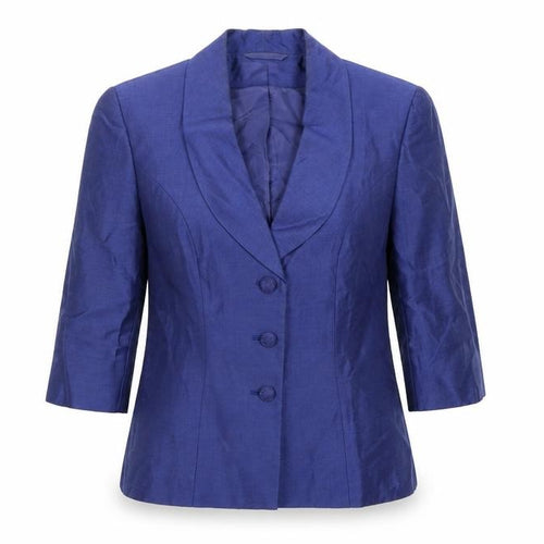 Minuet Women’s Blue Linen Blend 3/4 Sleeve Single-Breasted Blazer UK 10