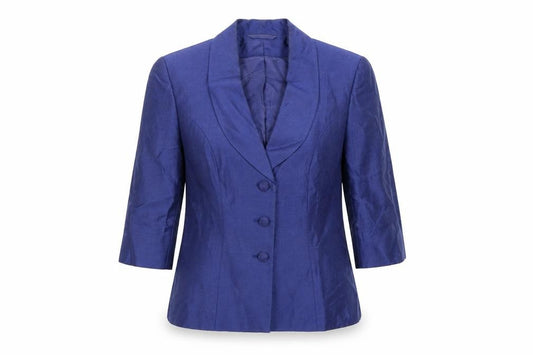 Minuet Women’s Blue Linen Blend 3/4 Sleeve Single-Breasted Blazer UK 10