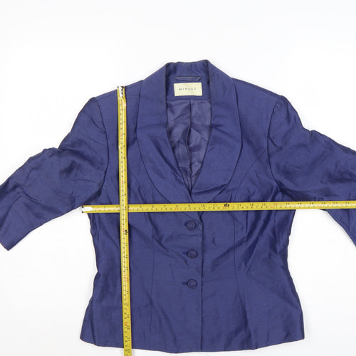Minuet Women’s Blue Linen Blend 3/4 Sleeve Single-Breasted Blazer UK 10