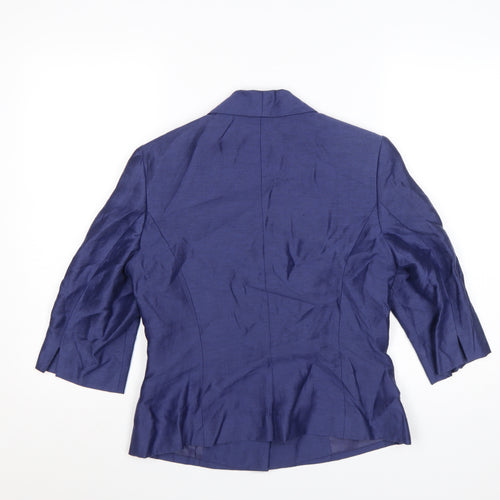 Minuet Women’s Blue Linen Blend 3/4 Sleeve Single-Breasted Blazer UK 10