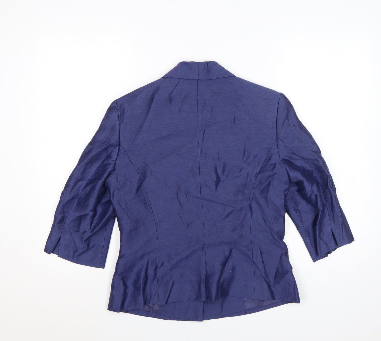 Minuet Women’s Blue Linen Blend 3/4 Sleeve Single-Breasted Blazer UK 10