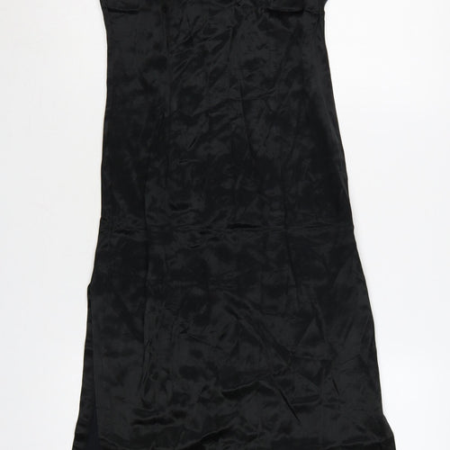 Rampage Women Black Long Sheath Dress Size 8 Sleeveless Embroidered Retro Evening