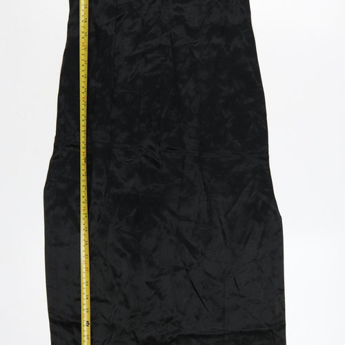Rampage Women Black Long Sheath Dress Size 8 Sleeveless Embroidered Retro Evening