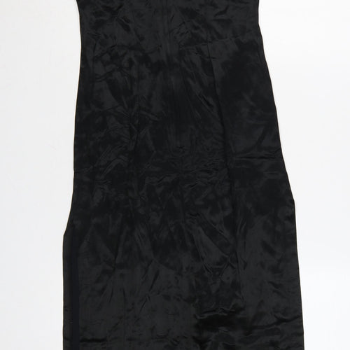 Rampage Women Black Long Sheath Dress Size 8 Sleeveless Embroidered Retro Evening