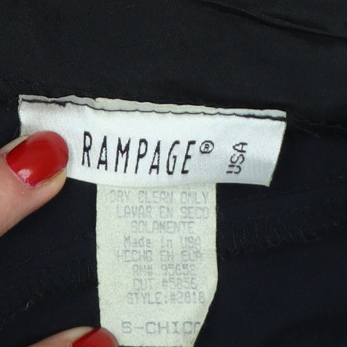 Rampage Women Black Long Sheath Dress Size 8 Sleeveless Embroidered Retro Evening
