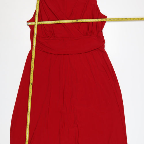 David Emanuel Women Red Size 20 Wrap Sleeveless Knee Length Dress