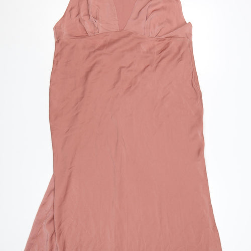 ASOS DESIGN Women’s Pink Size 18 Slip Dress Sleeveless V-Neck Midi