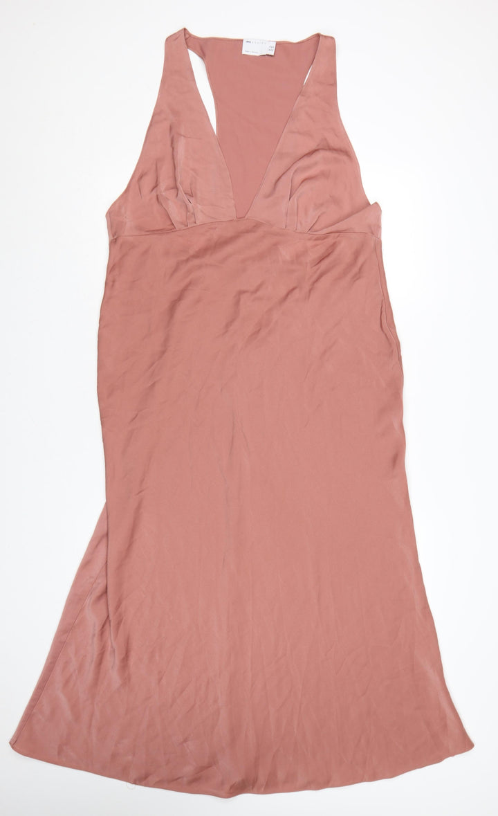 ASOS DESIGN Women’s Pink Size 18 Slip Dress Sleeveless V-Neck Midi