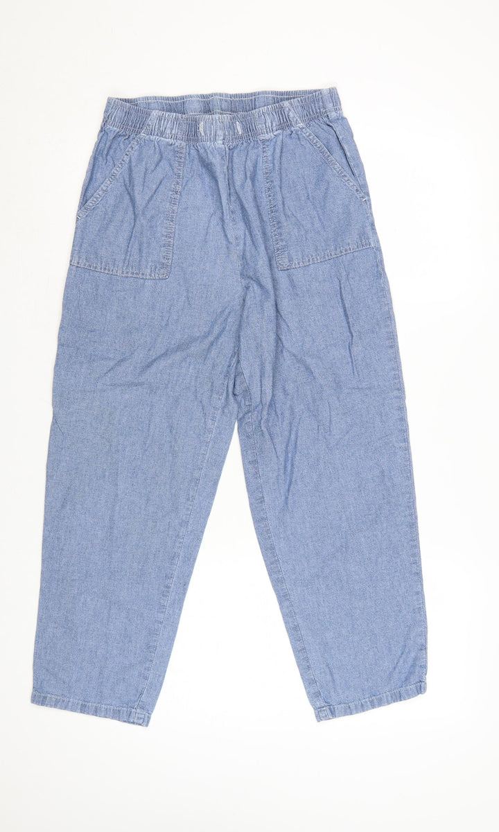 Damart Womens Blue High Rise Relaxed Tapered Jeans Size 12