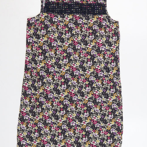 Next Petite Women’s Multicoloured Floral Linen Blend Shift Dress Size 8P
