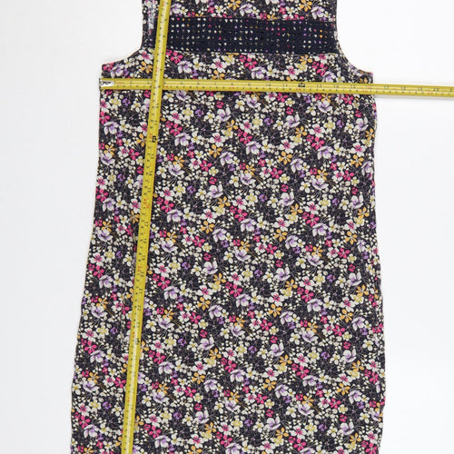 Next Petite Women’s Multicoloured Floral Linen Blend Shift Dress Size 8P