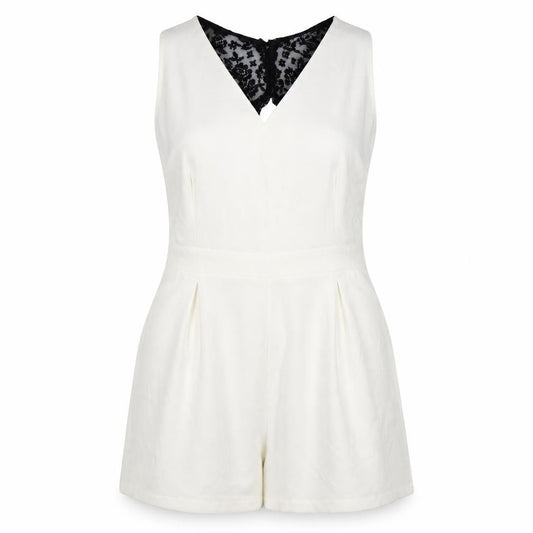 Select Womens White Lace Back Formal Sleeveless Playsuit Size 14