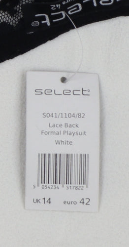 Select Womens White Lace Back Formal Sleeveless Playsuit Size 14
