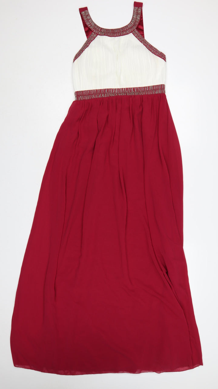 Quiz Women Red Maxi Halter Chiffon Party Dress Size 12