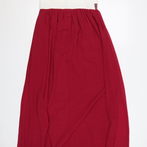 Quiz Women Red Maxi Halter Chiffon Party Dress Size 12