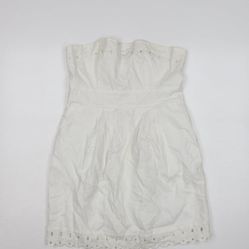 Savida Women's White Strapless Cotton Dress Size 14