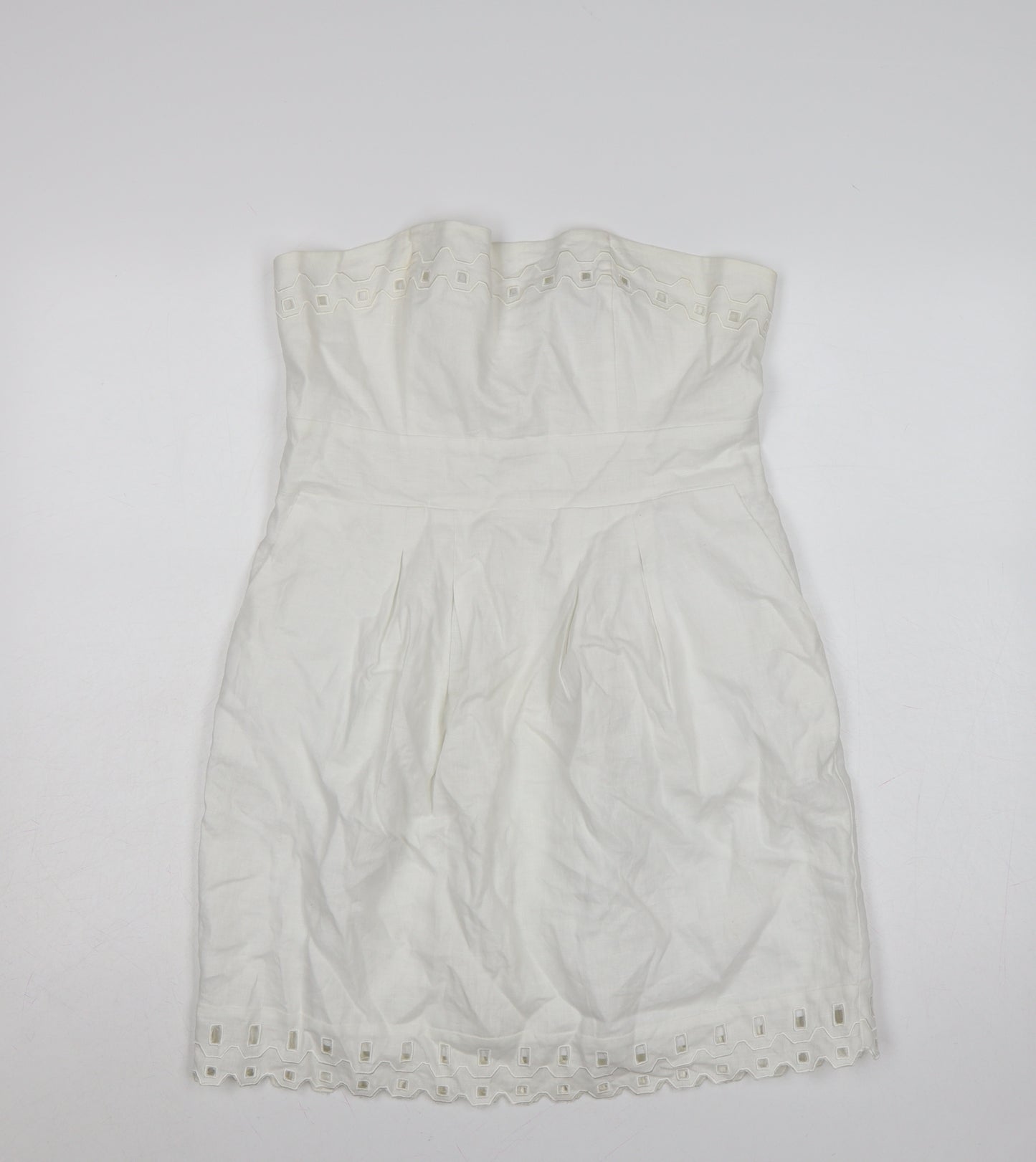 Savida Women's White Strapless Cotton Dress Size 14