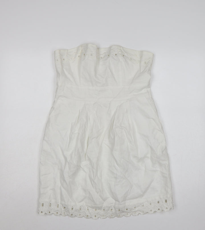 Savida Women's White Strapless Cotton Dress Size 14