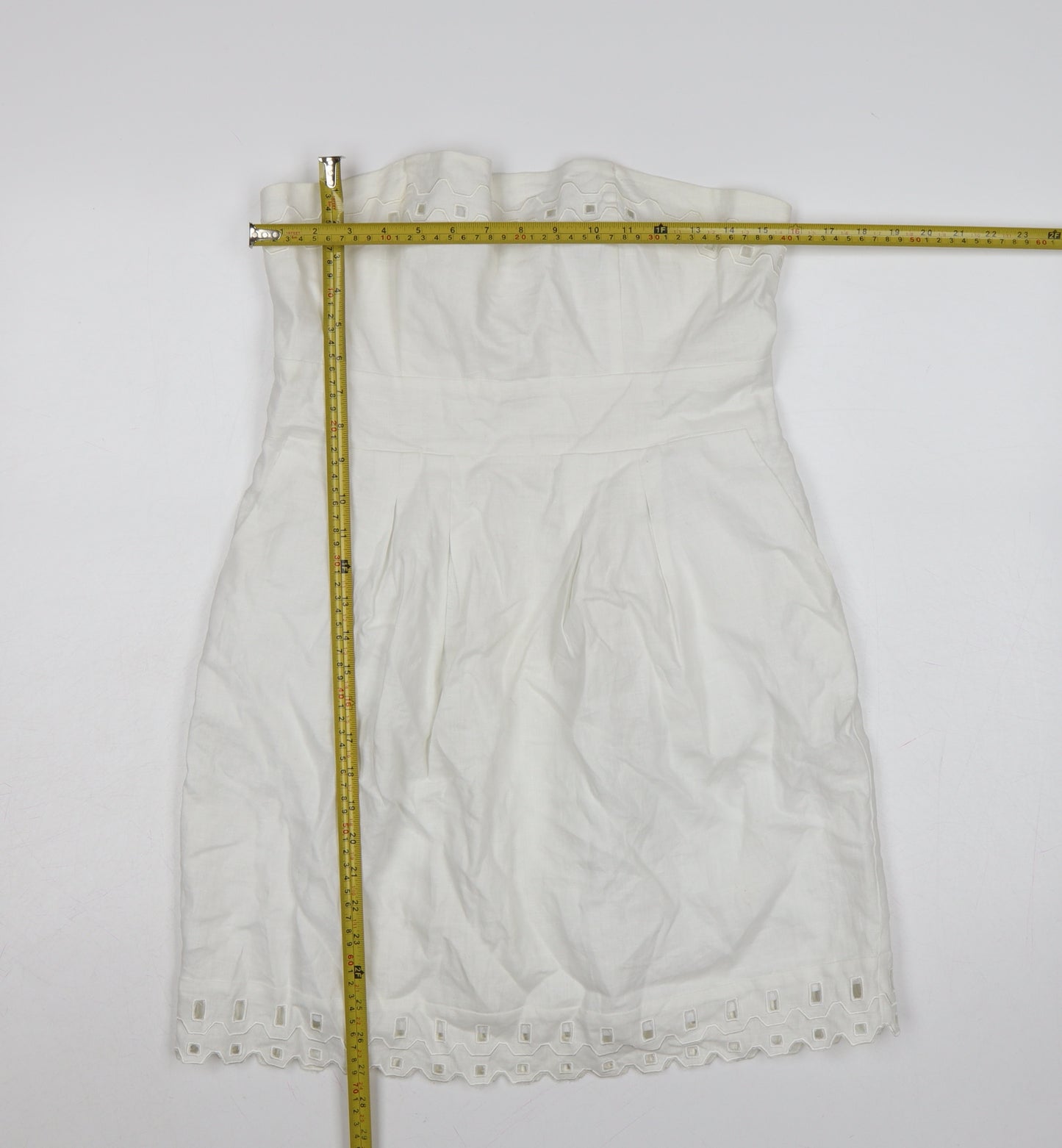 Savida Women's White Strapless Cotton Dress Size 14