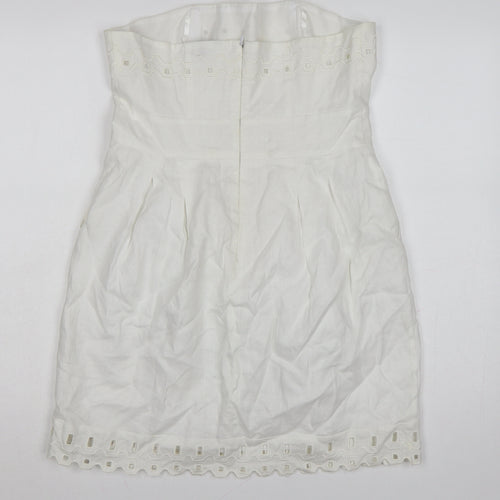 Savida Women's White Strapless Cotton Dress Size 14
