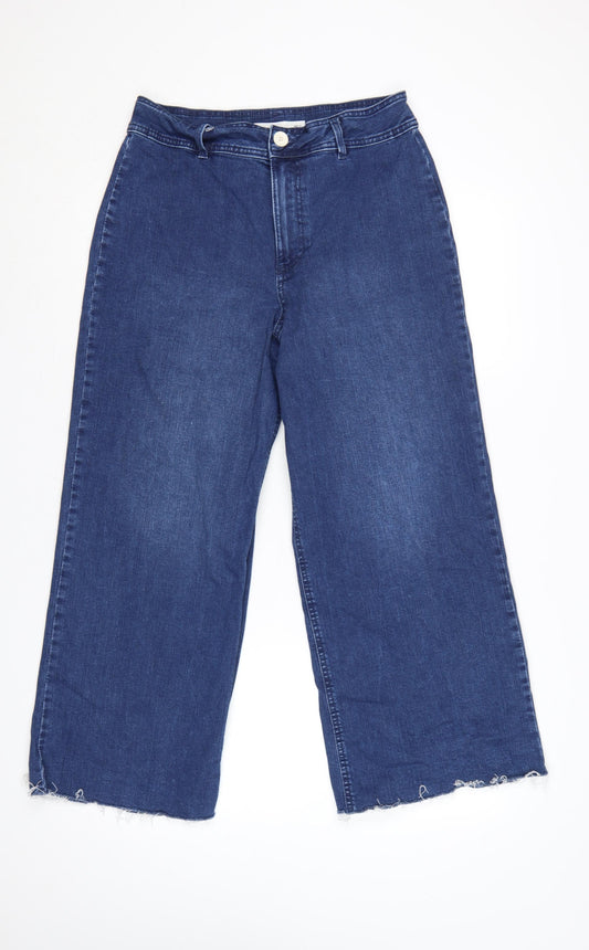 Dunnes Stores Women Blue Wide-Leg Jeans Size 12 Cotton Blend