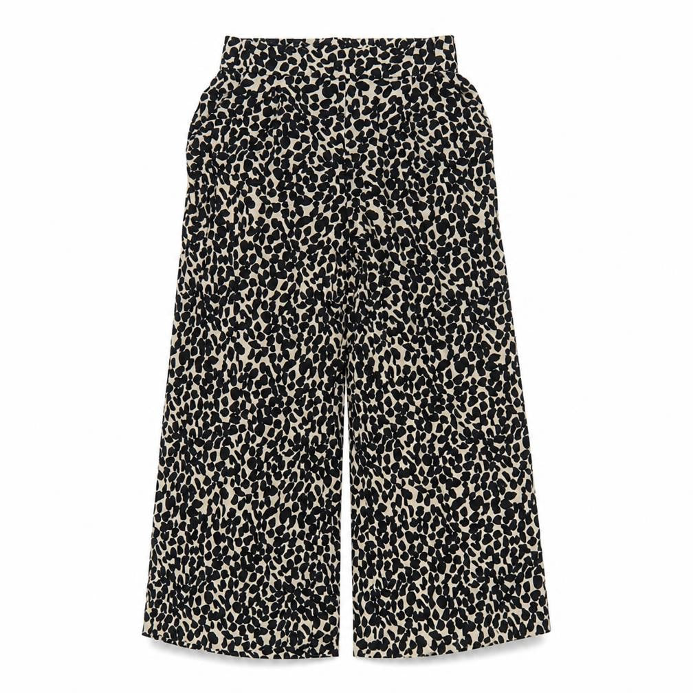 H&M Women’s Beige Animal Print Cropped Wide-Leg Trousers Size 8