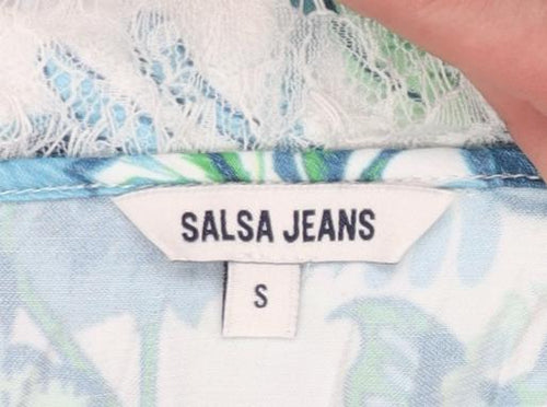 Salsa Jeans Women's Blue Floral Lace Camisole Top Size S