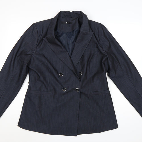 V by Very Women's Navy Double-Breasted Blazer Jacket UK 16