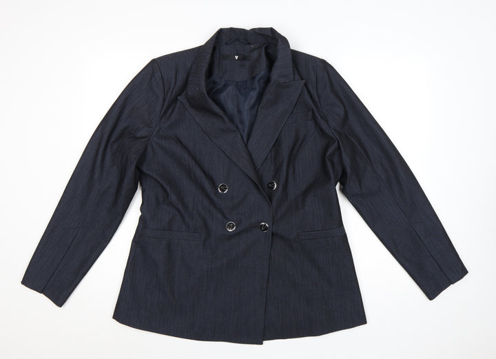 V by Very Women's Navy Double-Breasted Blazer Jacket UK 16