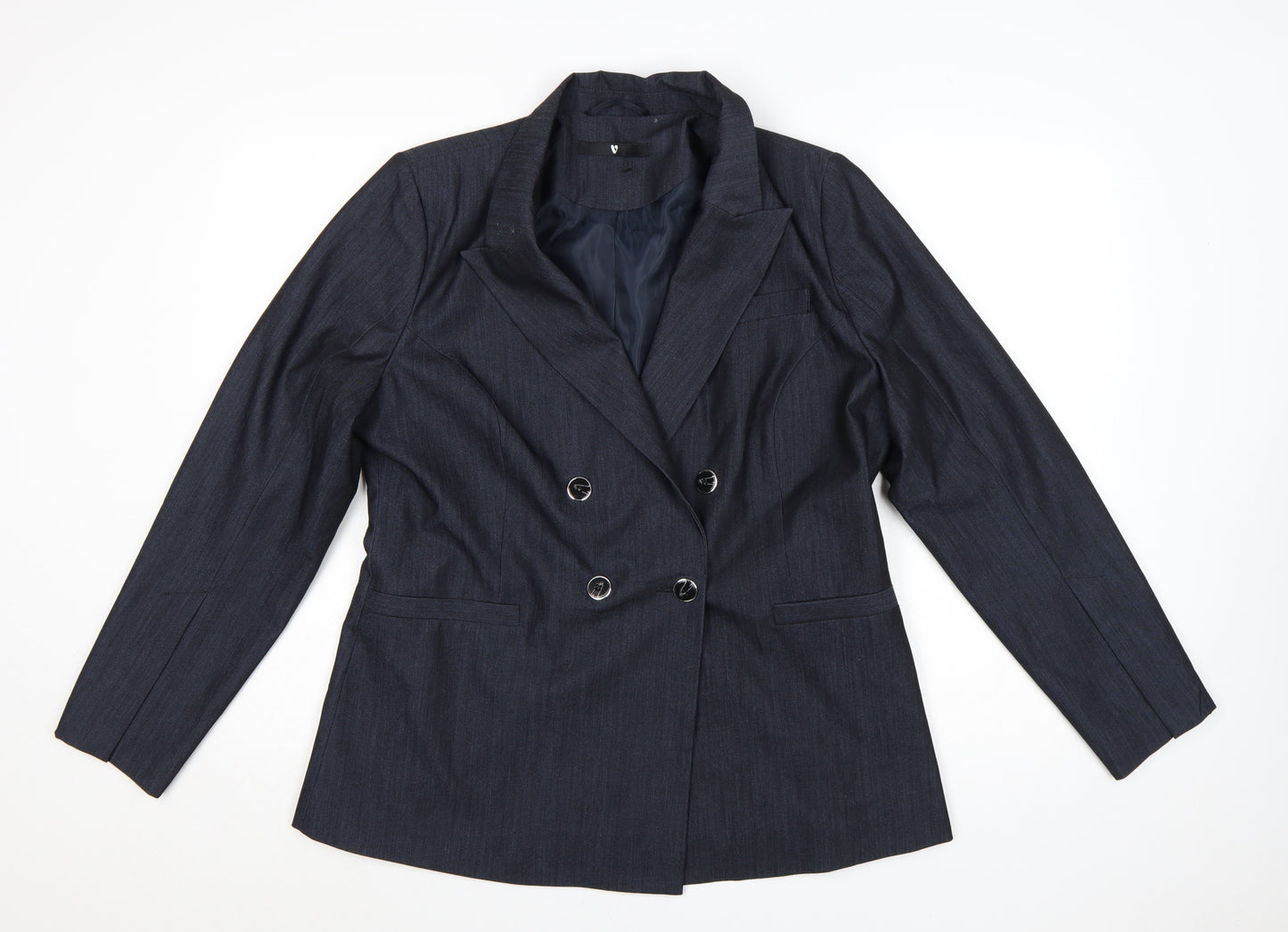 V by Very Women's Navy Double-Breasted Blazer Jacket UK 16