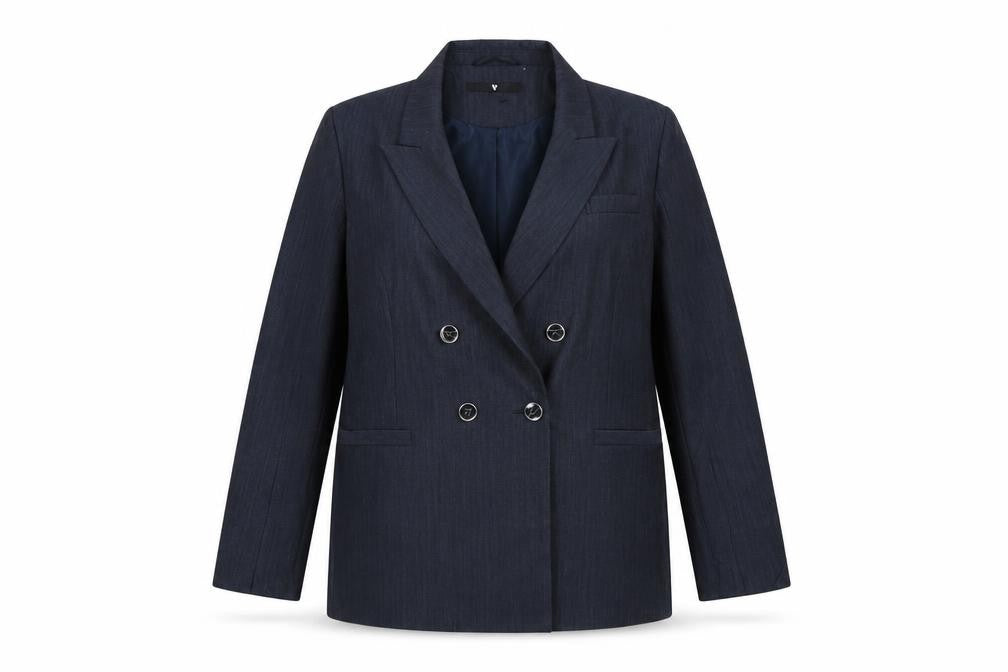 V by Very Women's Navy Double-Breasted Blazer Jacket UK 16