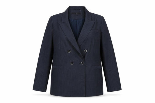 V by Very Women's Navy Double-Breasted Blazer Jacket UK 16