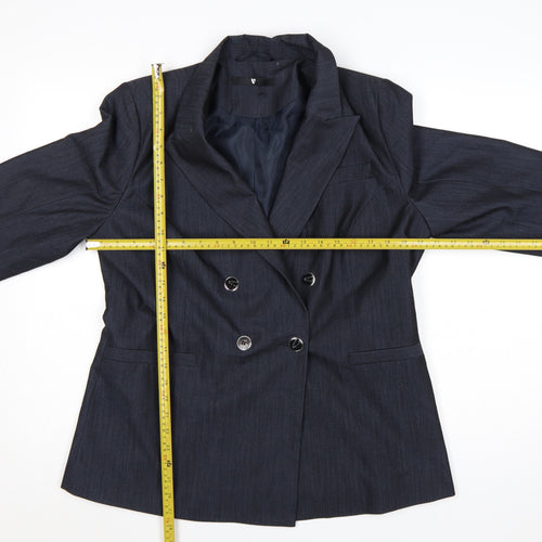 V by Very Women's Navy Double-Breasted Blazer Jacket UK 16