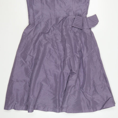 Coast Women Purple Size 16 Strapless A-Line Silk Satin Dress